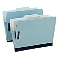 Oxford® Pressboard Partition Folders, Letter Size, 1" Expansion, 2 Partitions, 65% Recycled, Blue/Gray, Box Of 10