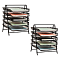 Mind Reader 5-Tier Paper Tray Desktop Organizer Metal Mesh, 14-1/2"H x 14"W x 11-3/4" L, Set of 2, Black 1 thumbnail image