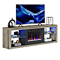 Bestier 70" Morden Electric Fireplace TV Stand For 75" TVs, 22-1/4”H x 71”W x 13-13/16”D, Gray Wash