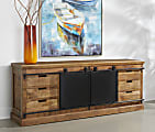 Coast to Coast Wallen 6-Drawer Credenza with 2 Sliding Barn Doors, 30”H x 70"W x 18"D, Coen Natural
