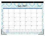 Blue Sky® Academic Desk Pad Calendar, 22" x 17", 50% Recycled, Boca, July 2017 to June 2018