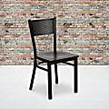 Flash Furniture Grid Back Metal Restaurant Chair, Mahogany/Black