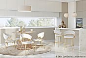 LumiSource Jie Fixed-Height Counter Stools, Cream/Gold, Set Of 2 Stools 1 thumbnail image
