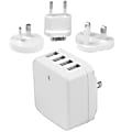 StarTech.com Travel USB Wall Charger - 4 Port - White - Universal Travel Adapter - International Power Adapter - USB Charger