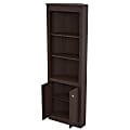 Inval 70"H 5-Shelf Corner Bookcase With 2-Doors, Espresso