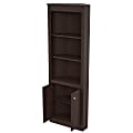 Inval 70"H 5-Shelf Corner Bookcase With 2-Doors, Espresso 1 thumbnail image