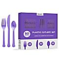 Amscan 8016 Solid Heavyweight Plastic Cutlery Assortments, Purple, 80 Pieces Per Pack, Set Of 2 Packs