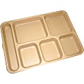 Cambro Camwear 6-Compartment Serving Trays, 14-3/16" x 10", Tan, Pack Of 24 Trays