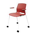 KFI Studios Imme Stack Chair With Arms And Caster Base, Coral/White