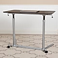 Flash Furniture 38"W Sit-Down/Stand-Up Ergonomic Computer Desk, Dark Wood Grain 1 thumbnail image