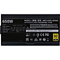 Cooler Master V650 Gold - V2 Semi-Fanless Full-Modular 80 Plus Gold Power Supply - Internal - 120 V AC, 230 V AC Input - 5 V DC @ 20 A, 3.3 V DC @ 20 A, 12 V DC @ 54.1 A, 12 V DC @ 300 mA, 5 V DC @ 3 A Output - 650 W - 1 Fan(s) - 90% Efficiency 1 thumbnail image