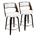 LumiSource Cecina Mid-Century Modern Counter Stools, Cherry/White, Set Of 2 Stools