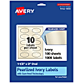 Avery® Pearlized Permanent Labels With Sure Feed®, 94055-PIP100, Oval, 1-1/2" x 3", Ivory, Pack Of 1,000 Labels