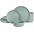 Gibson Home Canyon Crest 12-Piece Round Melamine Dinnerware Set, Sage 1 thumbnail image