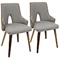 LumiSource Stella Chairs, Walnut/Light Gray, Set Of 2 Chairs