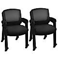 Regency Knight Mesh Stacking Chairs, With Casters, Black, Pack Of 8 Chairs