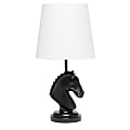 Simple Designs Decorative Chess Horse Table Lamp, 17-1/4"H, White/Black