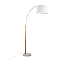 Lumisource March Floor Lamp, 74"H, White Shade/White Marble/Antique Brass Base