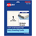 Avery® Printable Quarter-Fold Greeting Cards, 4-1/4" x 5-1/2" Matte Ivory, Pack Of 50 1 thumbnail image