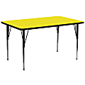 Flash Furniture 30"W Rectangular Height-Adjustable Activity Table, Yellow