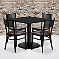 Flash Furniture Square Laminate Table Set With 4 Grid-Back Metal Chairs, 30"H x 36"W x 36"D, Black