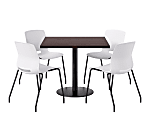 KFI Studios Proof Cafe Pedestal Table With Imme Chairs, Square, 29”H x 36”W x 36”W, River Cherry Top/Black Base/Moonbeam Chairs