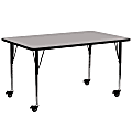Flash Furniture Mobile Rectangular HP Laminate Activity Table With Standard Height-Adjustable Legs, 30-1/2"H x 30"W x 72"D, Gray 1 thumbnail image