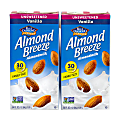 Blue Diamond Almond Breeze Unsweetened Almond Milk, Vanilla, 64 Fl Oz, Pack Of 2 Cartons