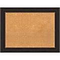 Amanti Art Rectangular Non-Magnetic Cork Bulletin Board, Natural, 33” x 25”, Accent Bronze Frame