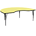 Flash Furniture Kidney Thermal Laminate Activity Table With Short Height-Adjustable Legs, 25-1/8"H x 96"W x 48"D, Yellow 1 thumbnail image