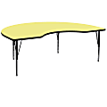 Flash Furniture Kidney Thermal Laminate Activity Table With Short Height-Adjustable Legs, 25-1/8"H x 96"W x 48"D, Yellow