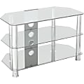 AVF SDC800CMCC-A: Classic - Corner Glass TV Stand with Cable Management - Up to 42" Screen Support - 88.18 lb Load Capacity - 3 x Shelf(ves) - 19.7" Height x 31.5" Width x 15.8" Depth - Tempered Glass, Stainless Steel - Chrome, Clear 1 thumbnail image