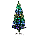 Nearly Natural Pine 72”H Artificial Fiber Optic Christmas Tree With LED Lights, 72”H x 28”W x 28”D, Green