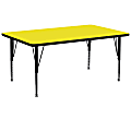 Flash Furniture Rectangular HP Laminate Activity Table With Short Height-Adjustable Legs, 25-1/4"H x 72"W x 30"D, Yellow