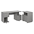 kathy ireland® Home by Bush Furniture Madison Avenue 60"W Computer Desk With Lateral File Cabinet, Modern Gray, Standard Delivery 1 thumbnail image