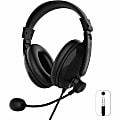 Morpheus 360 Basic Multimedia Stereo Headset - Adjustable Microphone - Lightweight Comfortable Design - Soft Eco Leather Ear Cushions - Over Ear - Black - HS3000S - HiFi - Wired - 32 Ohm - 20 Hz - 20 kHz - Over-the-head - Binaural - Circumaural