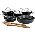 Kenmore Logan 10-Piece Aluminum Nonstick Cookware Set With Wood Utensils, Black 1 thumbnail image