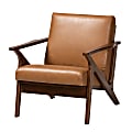 Baxton Studio Bianca Effect Lounge Chair, Tan/Walnut Brown