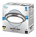 Euri 16" Indoor Round LED Ceiling Dimmable Light Fixture, 2,200 Lumens, 25 Watts, 3000K, Silver/Frosted Plastic, 1 Each