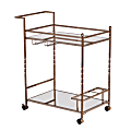 SEI Furniture Ivers 2-Shelf Mirrored Bar Cart, With Bottle Holders And Stemware Racks, 31-1/2"H x 29"W x 15-3/4"D, Champagne