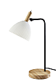 Adesso Peyton Desk Lamp, 21-1/2"H, White Glass/Black/Natural