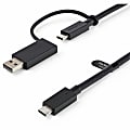 StarTech.com 3ft/1m USB-C Cable with USB-A Adapter Dongle, USB-C to C (10Gbps/PD), USB-A to C (5Gbps), 2-in-1 USB C Cable for Hybrid Dock 1 thumbnail image