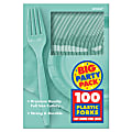 Amscan Big Party Pack Midweight Plastic Forks, 7", Robin's Egg Blue, 100 Forks Per Box, Pack Of 2 Boxes 