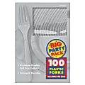 Amscan Big Party Pack Midweight Plastic Forks, 7", Silver, 100 Forks Per Box, Pack Of 2 Boxes 