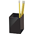 OIC 3-Compartment Pencil Cup - 4" x 2.9" x 2.9" - 1 Each - Black 1 thumbnail image