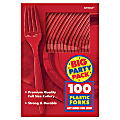 Amscan Big Party Pack Midweight Plastic Forks, 7", Red, 100 Forks Per Box, Pack Of 2 Boxes  1 thumbnail image
