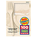 Amscan Big Party Pack Midweight Plastic Forks, 7", Vanilla Crème, 100 Forks Per Box, Pack Of 2 Boxes 