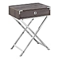 Monarch Specialties Leigh Accent Table, 24"H x 18-1/4"W x 12"D, Dark Taupe/Chrome