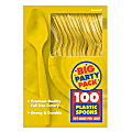 Amscan Big Party Pack Midweight Plastic Spoons, 7", Sunshine Yellow, 100 Spoons Per Box, Pack Of 2 Boxes