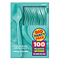 Amscan Big Party Pack Midweight Plastic Spoons, 7", Robin's Egg Blue, 100 Spoons Per Box, Pack Of 2 Boxes